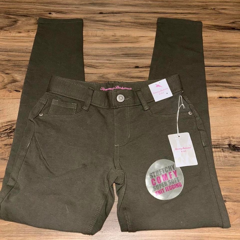 Tommy‎ Bahama Kids Knit Jeggings, Olive Green, Size 12, New With Tags